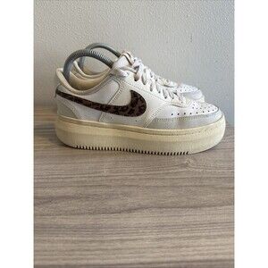 Nike Court Vision Alta Platform Sneaker Shoes White Leopard  Women Size 8